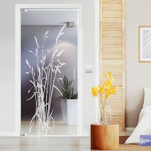 Grass stalks self-adhesive glass decorative film for glass doors windows shower cubicles sandblast look film door glass sticker g526