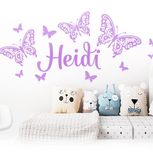 Wandtattoo  Kindername  mit Schmetterlinge Wunschname Name Wandsticker Wandaufkleber Aufkleber Kinderzimmer Wall Art Decal  wk02