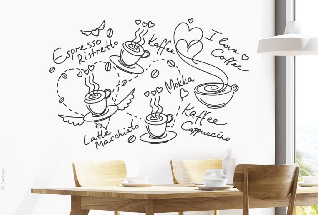 Indigos UG Wandtattoo 'Kaffee' – 80x79 Cm, Selbstklebend, Für Wohnzimmer, Küche, Kinderzimmer