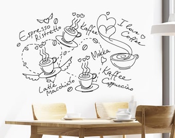 Wandtattoo Coffee Kaffee Mix Wandsticker Wandaufkleber Wandbild Wand Tattoo Sticker Aufkleber Deko w504b