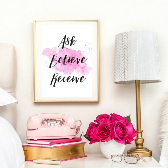 Ask Believe Receive Quote Typographic Print A4 Printable | Etsy