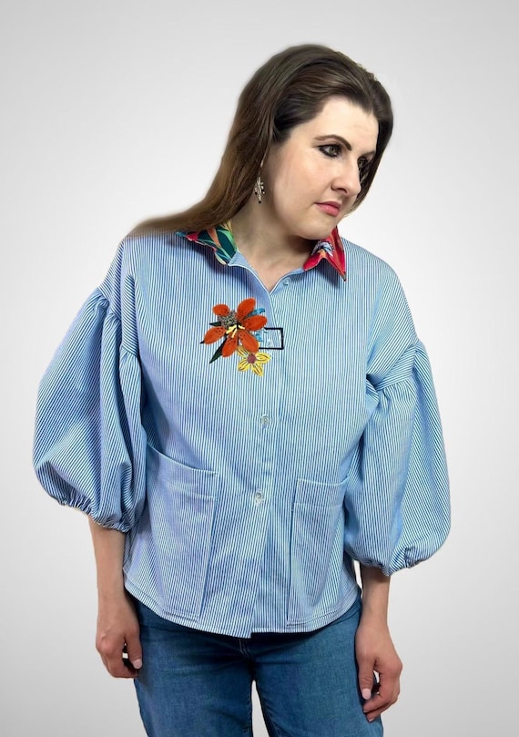 Striped Blouse with Flowered Back. BLOUSE ONLY.