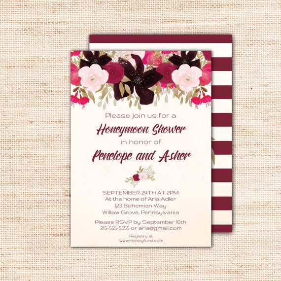 Boho Honeymoon Shower Invitations Printable Bohemian Image 0