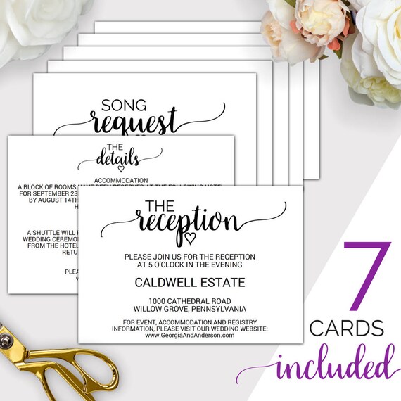 7 Printable Wedding Enclosure Cards Wedding Details Card Etsy