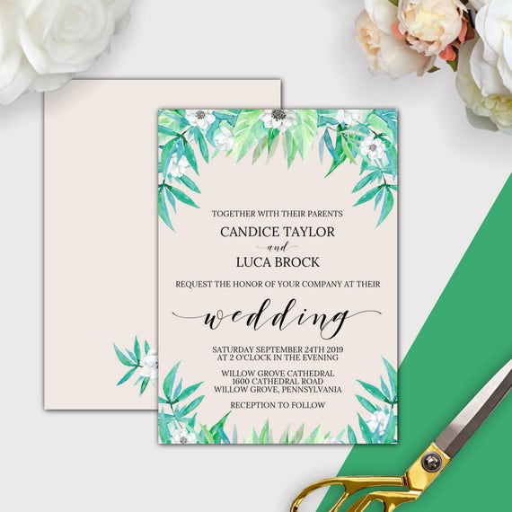 floral greenery wedding invitation template download a wedding invite template download