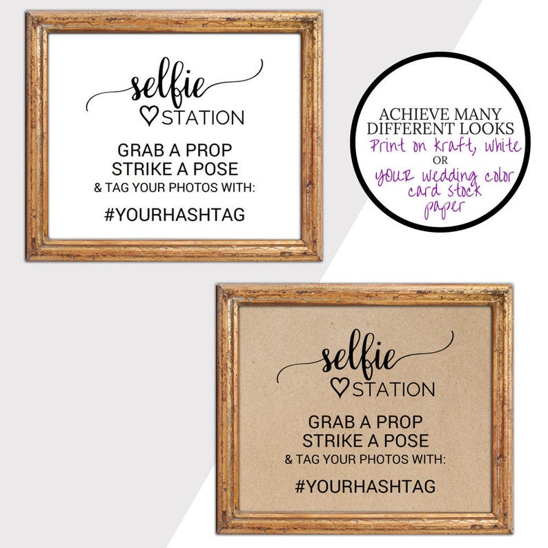 Printable Selfie Station Sign with Hashtag Template: Instagram | Etsy