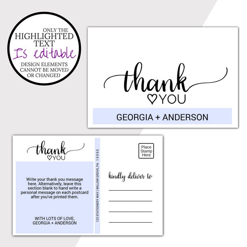 Template For Wedding Thank You Cards