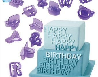 Xmas Alphabet Letters Number Push Cutters Fondant Cookie Tools Cake Mold Set UK