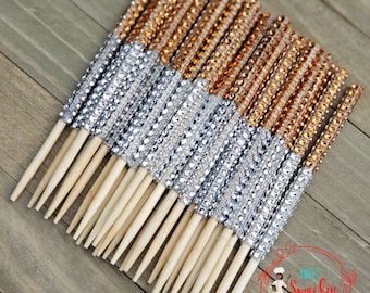 12 ct Two Tone  Candy Apple Bling Sticks, Bling Candy Apple Sticks, Bling Candy Buffet Supplies, Dessert Buffet, Bling Rhinestone Sticks