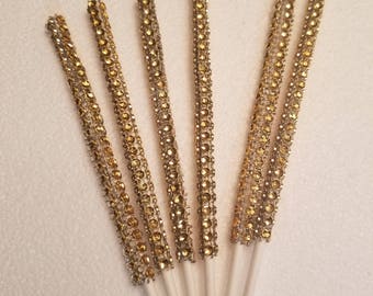 12 ct Gold Bling Sticks, Cake Pop Lollipop Sticks, Wedding Shower, Party Supplies, Dessert, Event, Baking, Special Event, Cakepop Sucker