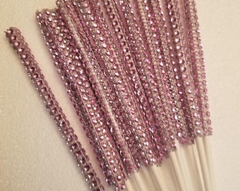 12 ct Pink Bling Sticks,Cake Pop Lollipop Sticks,Wedding Shower Party Supplies Dessert Event Baking Supplies Special Event Cakepop Sucker