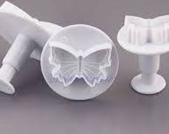Set of 3 Butterfly Fondant Cutter, 3 sizes of Butterflies, Cookie Cutter, Fondant Cutter, Spring Loaded