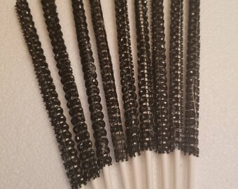 12 ct Black Bling Sticks, Cake Pop Lollipop Sticks,Wedding Shower Party Supplies Dessert Event Baking Supplies Special Event Cakepop Sucker