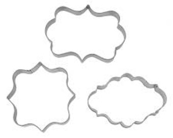 3 pc. Plaque Frame Fondant Cookie Cutter Set, Cookie Cutter, Plaque Cookie Cutter, Frame Cookie Cutter, Elegant Cookie Cutter