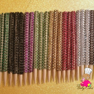 25 ct Candy Apple Bling Sticks,Bling Candy Apple Sticks, Bling Candy Buffet Supplies, Dessert Buffet, Bling Rhinestone Sticks, Candy Apple