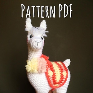 Lucy the Llama Amigurumi Pattern Almost No Sew Crochet Pattern for Intermediate Crocheters with Pom Pom and Festival Blanket Tutorials