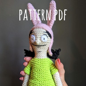 Amigurumi Bobs Burgers Inspired Louise Belcher Doll Crochet Pattern for Intermediate Crocheters PDF Download image 1