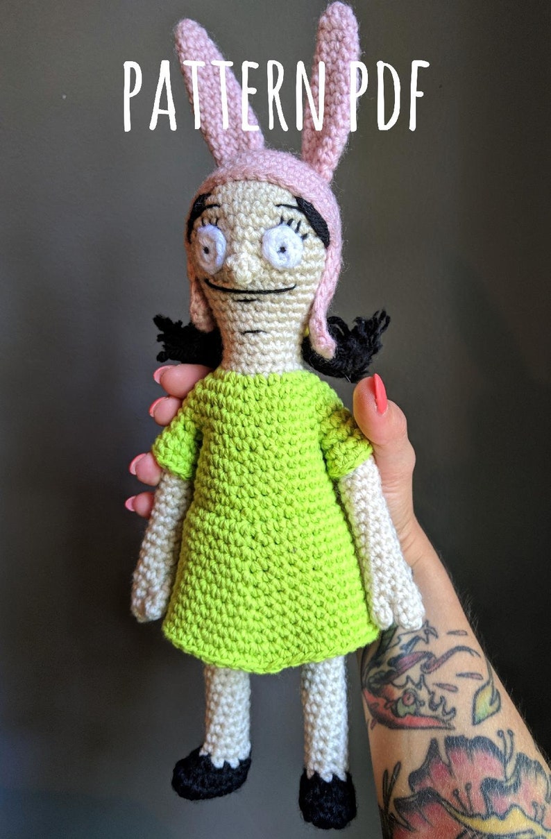 Amigurumi Bobs Burgers Inspired Louise Belcher Doll Crochet Pattern for Intermediate Crocheters PDF Download image 1