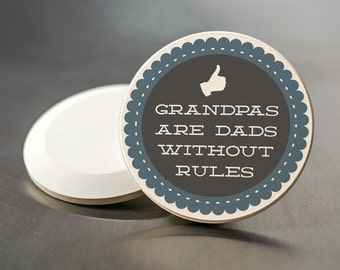 Grandpa Car Coaster, Grandpas Are Dads Without Rules, Sandstone Coasters Set of 2