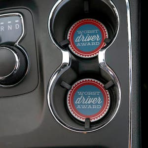 Worst Driver Award Car Coaster, Funny Gift, Sandstone Coasters Set of 2, New Driver