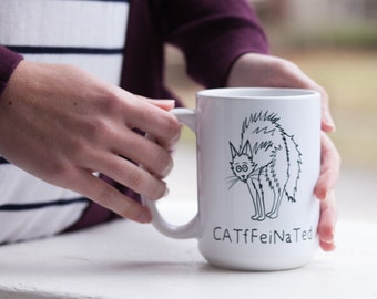 Funny Catfinated Cat Coffee Mug