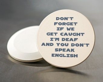 Funny Car Coaster Gift For Friend, Sandstone Coasters Set of 2