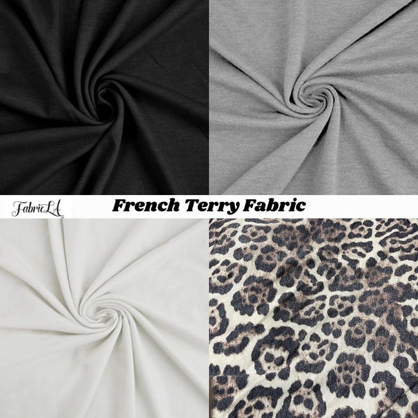 French Terry Fabric - 100% Cotton | Poly Rayon Spandex Knit | French Fabric by The Yard