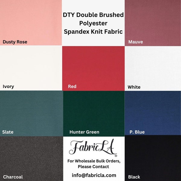 FabricLA | DTY Double Brushed Polyester Spandex Knit Fabric | Sold by the Yard | Shorts, Pants, Blouses, T-shirts