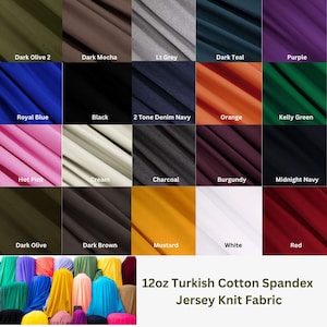 Cotton Spandex Jersey | 4 Way Stretch Knit Jersey Fabric | 12oz - 220 GSM - 60" inch Wide | Activewear, Leggings, Tops, T-Shirts.