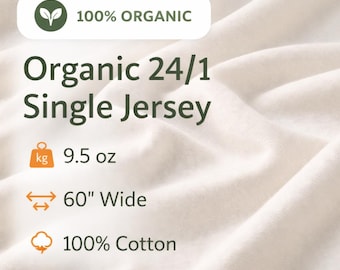 Organic Cotton Jersey Knit Fabric - 60" Wide - Lightweight Apparel