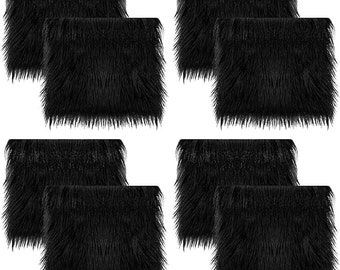 FabricLA Square Faux Fur Fabric - 8 Pieces - 10" X 10" Inches Shaggy Fur Patches Fabric Cuts Chair Cover Seat Cushion for DIY Craft |