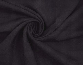 Black Rayon Challis Fabric: Lightweight 55" Wide for Sewing