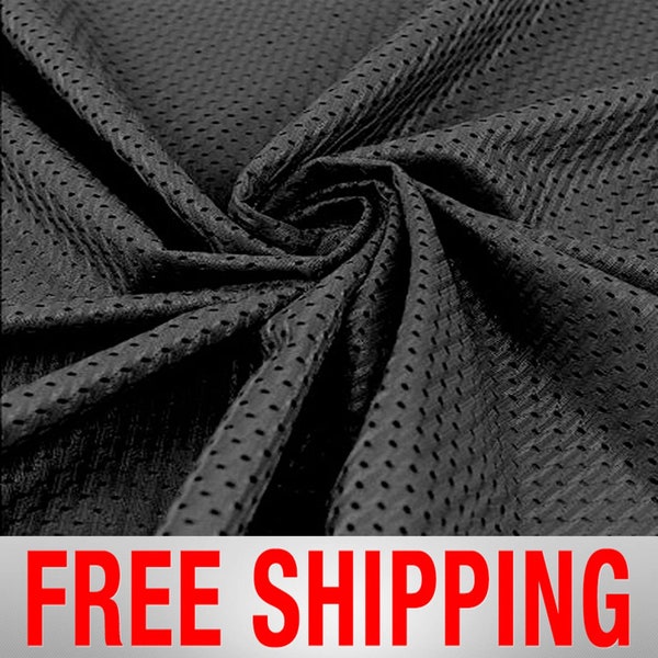 FabricLA | 100% Polyester Football Mesh Knit Fabric | Sold by the Yard | Activewear, Sportswear, DIY | Black