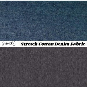 FabricLA Stretch Cotton Denim Fabric - 8 oz, 50” Inch Wide by The Yard - Stylish Jeans Jackets Skirts & Dresses