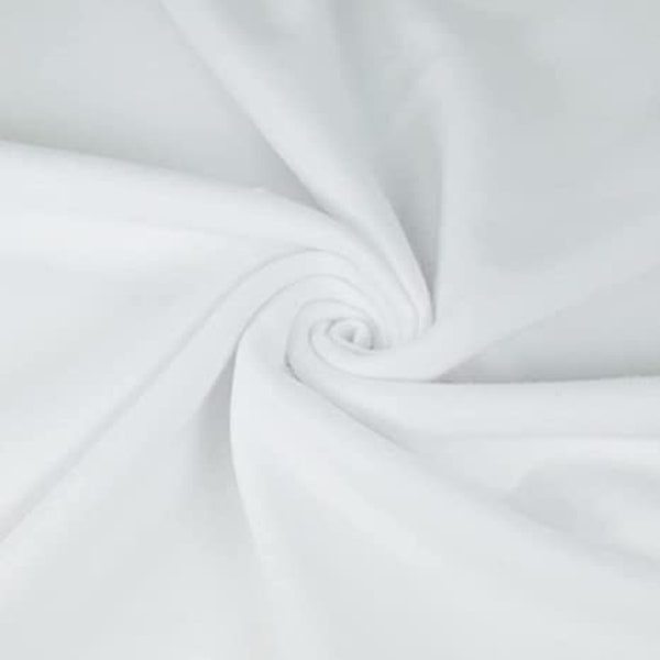 Sweatshirt Fleece Fabric - 70" Inches Wide, 20oz in Weight - One Side Brushed Cotton Poly Blend Sweatshirt Soft Fabric - White