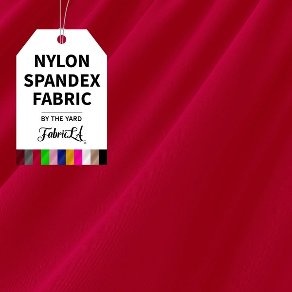 Nylon Spandex Tricot Knit Fabric | By the Yard | 4-Way Stretch Matte Tricot | Swimwear, Yoga wear, Activewear & Sportswear | Red