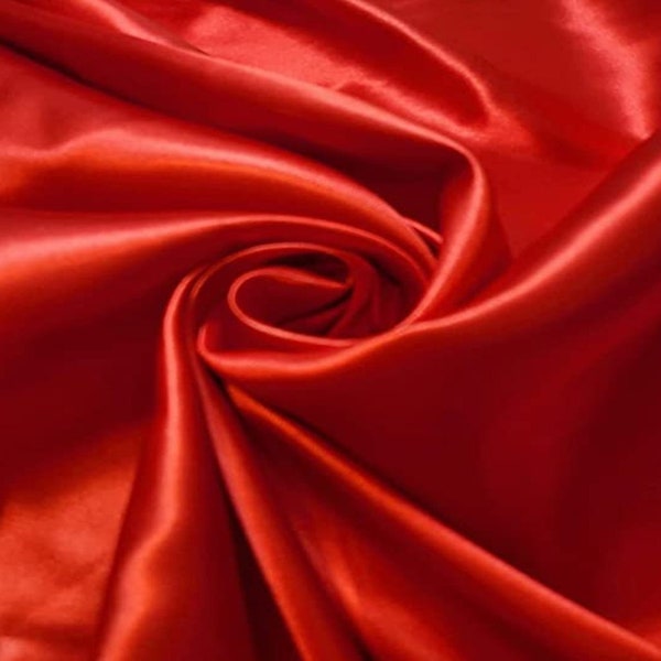 FabricLA Charmeuse Satin Fabric - 58/60 Wide Satin Silky Fabric by The Yard  Satin Fabric for Bridal Wedding Decoration, Fashion Craft, Red