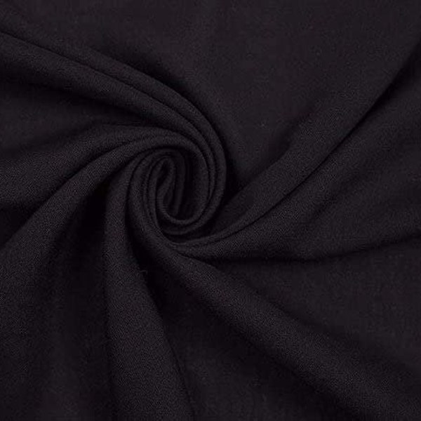 Rayon Challis Fabric | 60" Inch Wide | Lightweight Rayon Fabric | Use as Lounge Wear, Dresses, Blouses, Jumpsuits | Black