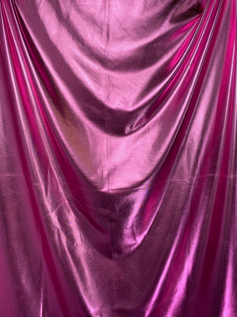 Fuchsia Metallic Foil Spandex Fabric by the yard