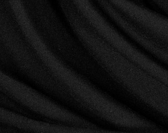 Black Rayon Spandex Jersey Knit Fabric: Medium Weight, 4-Way Stretch