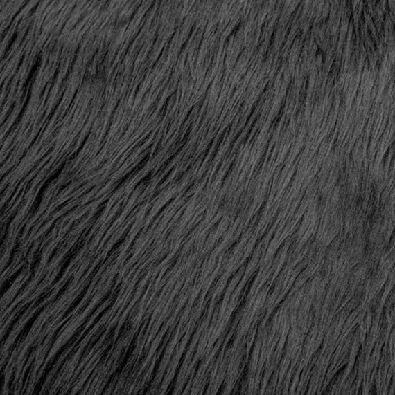Dark Grey Shaggy Faux Fur Fabric by the yard Z2 Etsy