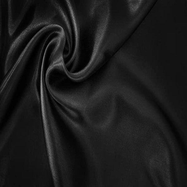 FabricLA Charmeuse Satin Fabric - 58/60 Wide Satin Silky Fabric by The Yard  Satin Fabric for Bridal Wedding Decoration Fashion Craft, Black