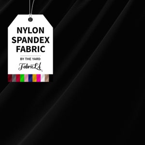 FabricLA Nylon Spandex Tricot Knit Fabric | By the Yard | 4-Way Stretch Matte Tricot—Swimwear, Yoga wear, Activewear & Sportswear | Black