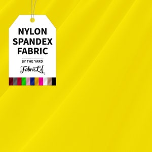 FabricLA Nylon Spandex Tricot Knit Fabric | By the Yard | 4-Way Stretch Matte Tricot | Swimwear, Yoga wear, Activewear & Sportswear | Yellow