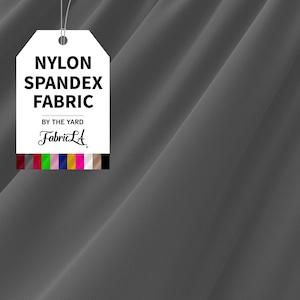 FabricLA Nylon Spandex Tricot Knit Fabric | By the Yard | 4-Way Stretch Matte Tricot | Swimwear, Yoga wear, Activewear & Sportswear | Silver