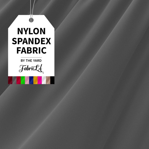 Nylon Spandex Tricot Knit Fabric | By the Yard | 4-Way Stretch Matte Tricot | Swimwear, Yoga wear, Activewear & Sportswear | Silver