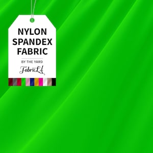 FabricLA Nylon Spandex Tricot Knit Fabric | By the Yard | 4-Way Stretch Matte Tricot | Swimwear, Yoga wear, & Sportswear | Neon Green
