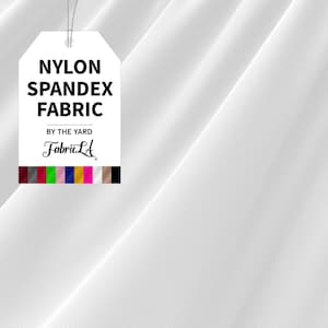 FabricLA Nylon Spandex Tricot Knit Fabric | By the Yard | 4-Way Stretch Matte Tricot | Swimwear, Yoga wear, Activewear & Sportswear | White