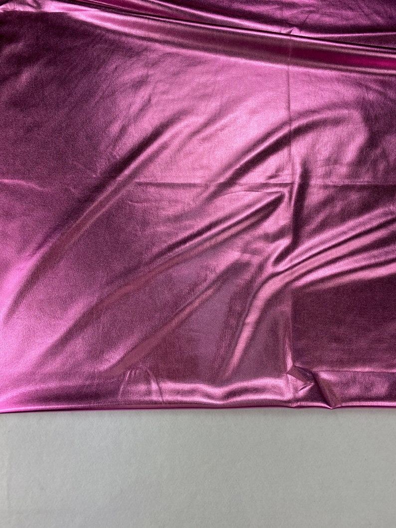 Fuchsia Metallic Foil Spandex Fabric by the yard