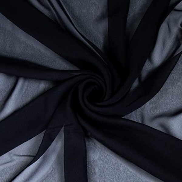 Polyester Hi Multi Chiffon Fabric | 60" Wide | By the Yard | Black